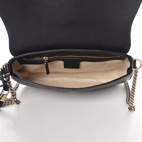 gucci pebbled calfskin medium soho flap crossbody black